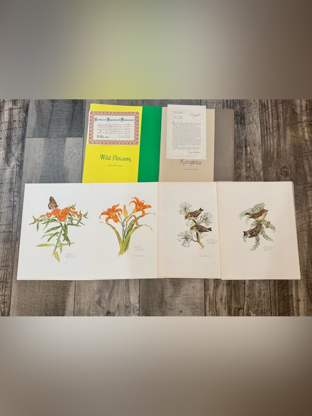 Wild Flower Prints 13/1500 kinglets By Don Whitlatch  COA Daylily Butterfly Bird